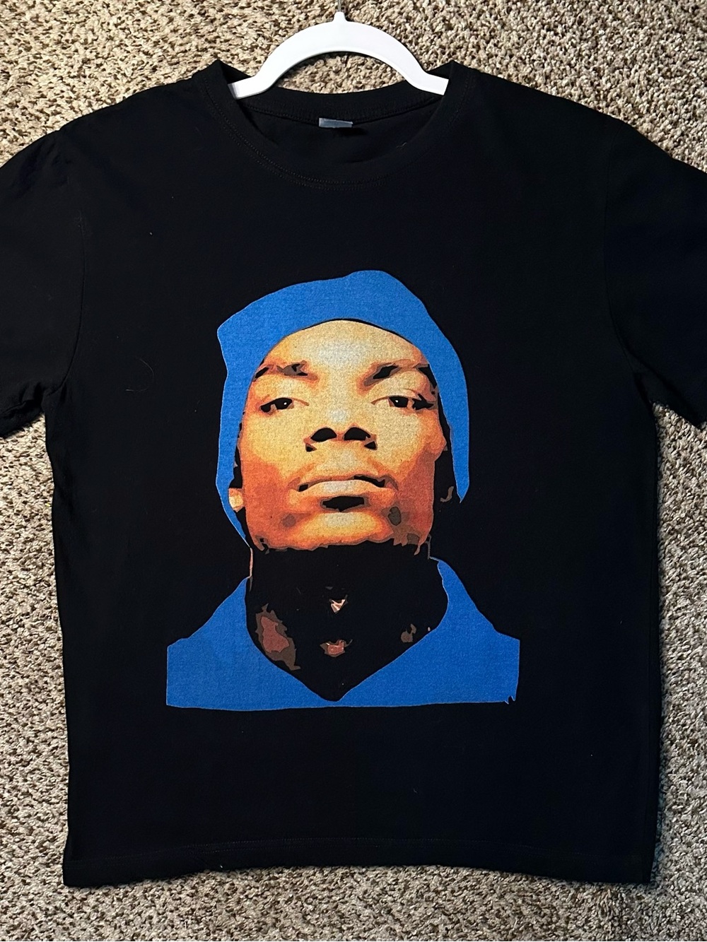 Snoop Dogg Black Graphic Tee with Blue Portrait Print - Unbranded